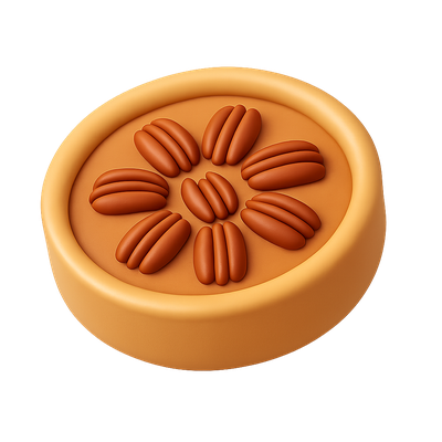 3D Isometric Pecan Pie Icon with Nuts