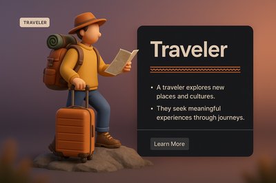 3D Illustration of a Traveler Exploring New Cultures