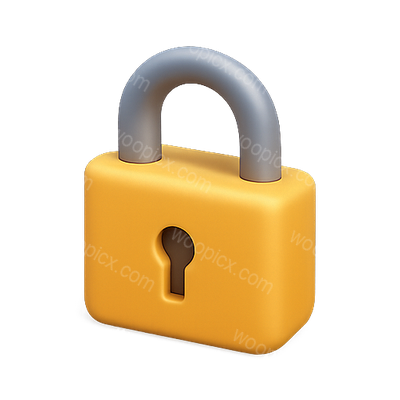 3D Render of a Yellow Padlock Icon
