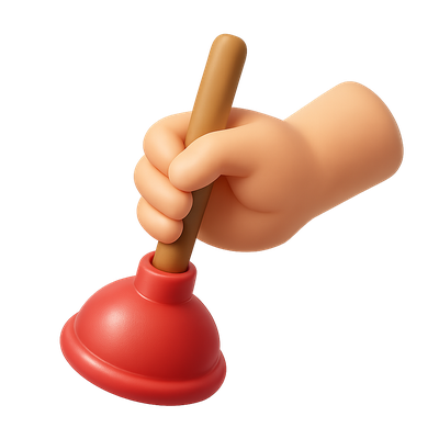 3D Plunger Icon in a Hand - Volumetric Design