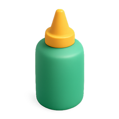 3D Rendering of a Green Condiment Bottle with Yellow Cap