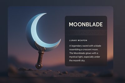3D Illustration of Moonblade with Textual Elements