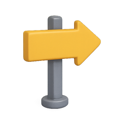 3D Directional Arrow Sign in Bright Yellow