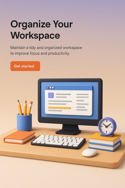 3D Illustration of an Organized Desktop Workspace