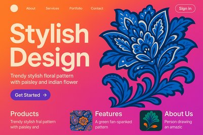 Modern Landing Page Design with Floral Patterns