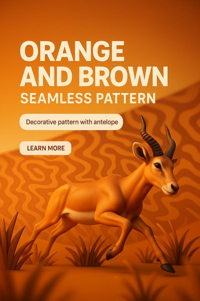 Seamless Pattern Featuring Antelope in Orange and Brown Tones