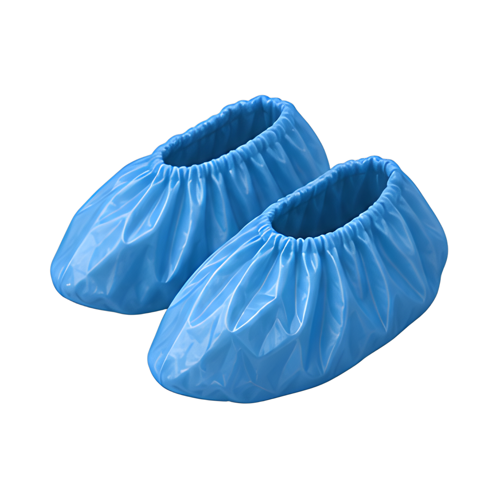 blue disposable shoe covers