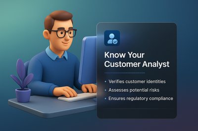 3D Illustration of Know Your Customer Analyst with Integrated Design Elements