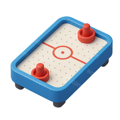 Stylized 3D Air-Hockey Icon with Isometric View