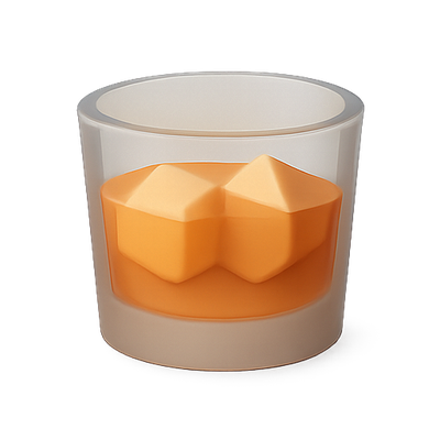 Stylized Glass with Ice Cubes and Orange Beverage