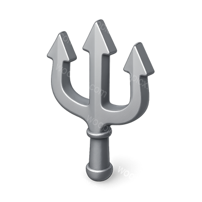 Stylized 3D Silver Trident Icon with Shiny Finish