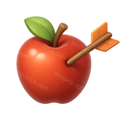 3D Apple with Arrow Icon in Isometric View