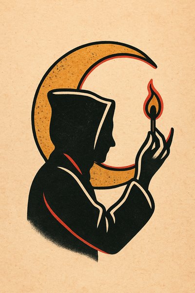 Silhouette and Moonlight: Classic Tattoo Design