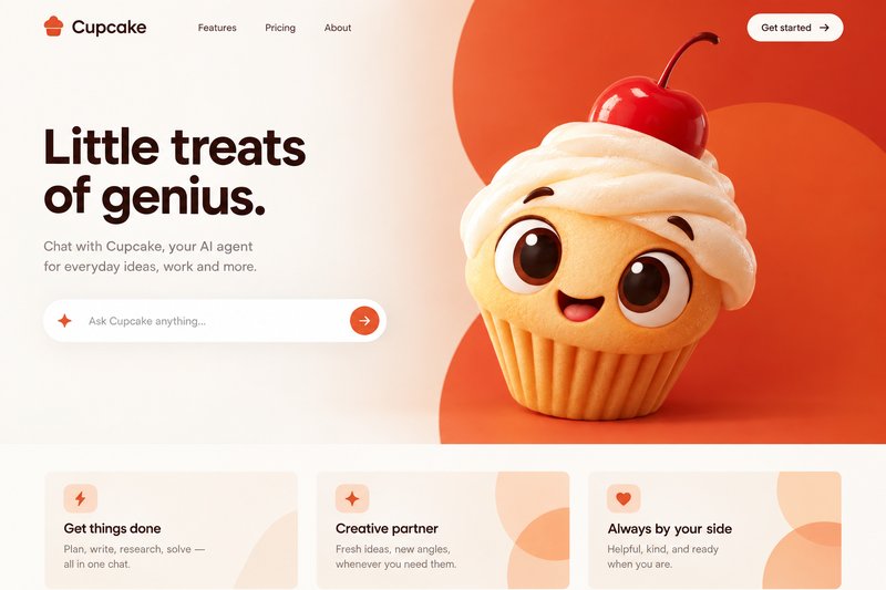 Cute AI agent landing page