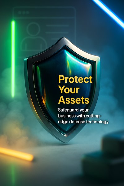 Neon Shield Advertisement Design for Asset Protection
