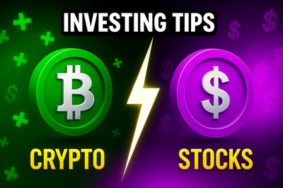 Investing Tips Graphic Comparing Crypto and Stocks