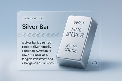 3D Silver Bar Illustration with Modern Design Elements