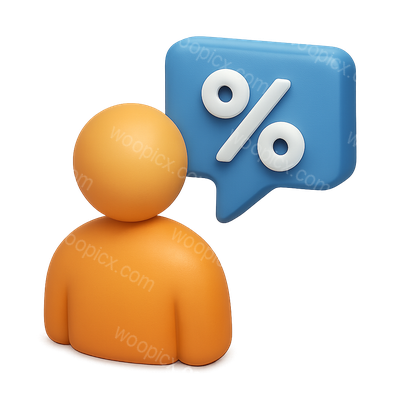3D Icon Representing Percentage and Chat Concept