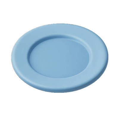 Minimalist Blue Plate on White Background