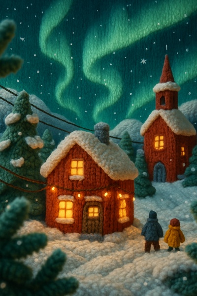 Northern Lights Crafted from Yarn in Norway