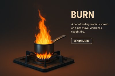 Realistic 3D Scene of Boiling Pot with Flames