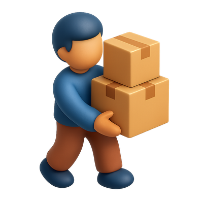 3D Icon of a Person Carrying Packages in Isometric View