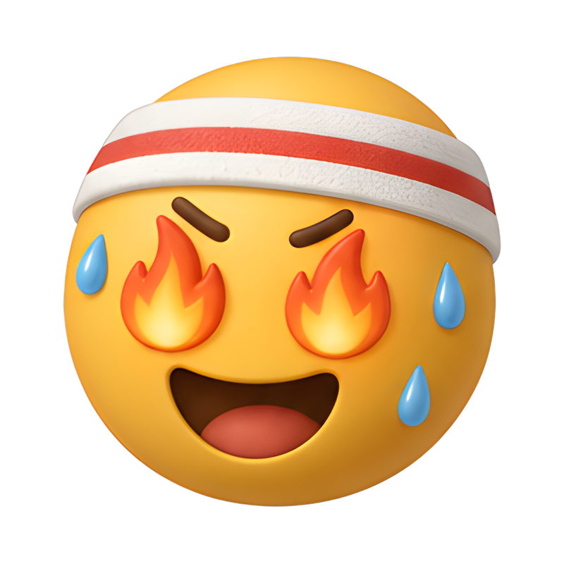 energetic smiley with flames
