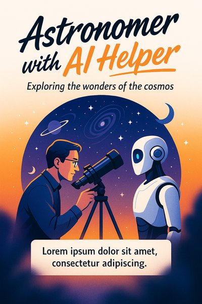 Astronomer with AI Helper Exploring Cosmic Wonders