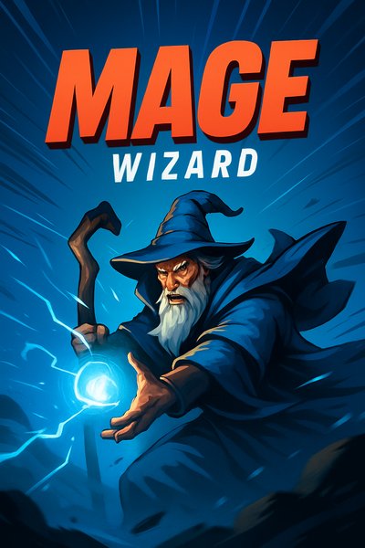 Dynamic Wizard Casting a Spell in Vivid Colors