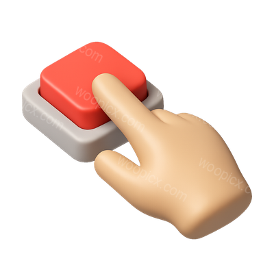 3D Icon of Hand Pressing a Button with Isometric View