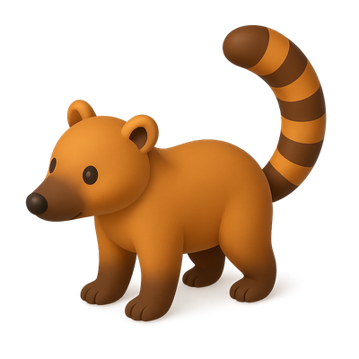 Cute Cartoon Animal Character with Striped Tail