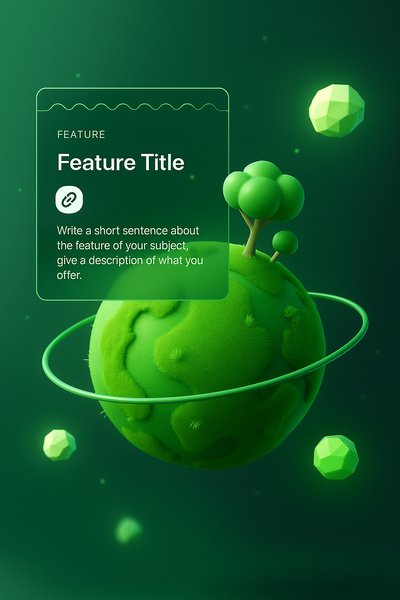 Vibrant 3D Green Planet with Integrated Features