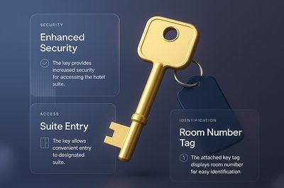 3D Hotel Suite Key Illustration with Features