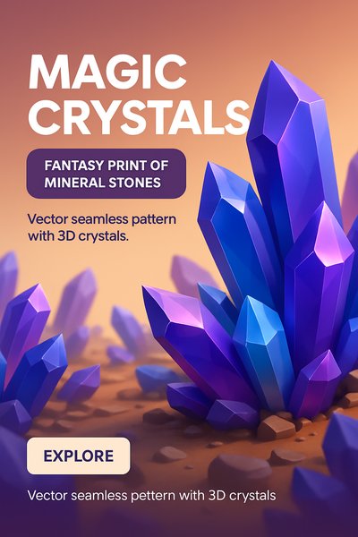 Colorful 3D Crystals Pattern for Fantasy Art