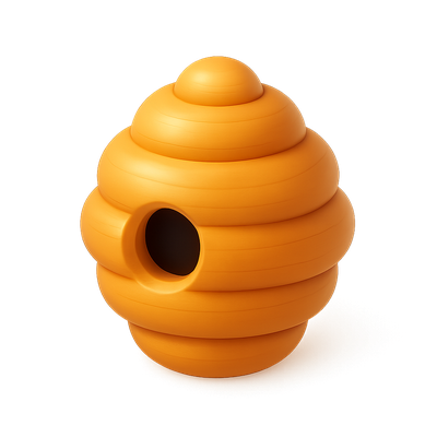 Stylized 3D Honey Bee Hive Icon with Isometric Design