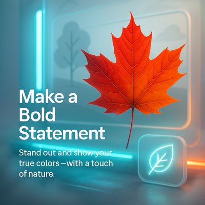 Nature-Inspired Promotional Graphic with Bold Leaf Design