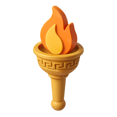 Stylized Greek Olympic Torch Icon in 3D View