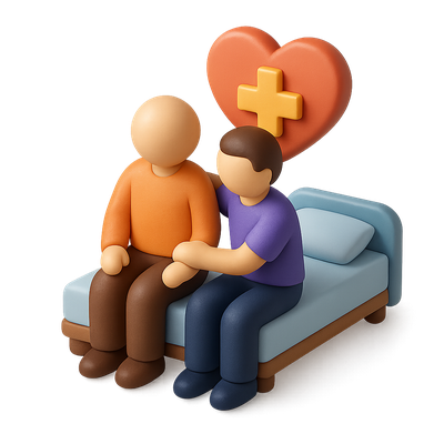 3D Icon Representing Hospice Care in Comforting Setting