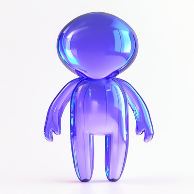 Transparent Purple Character Figurine with Glossy Finish