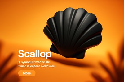 3D Render of a Scallop Shell on Vibrant Background