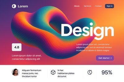 Vibrant Geometric Landing Page Design with Bold Typography