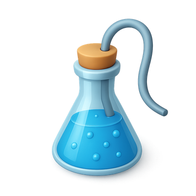 Stylized 3D Laboratory Flask Icon with Tube