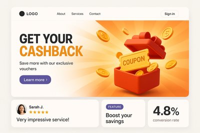 Dynamic 3D Cashback Coupon in Red Gift Box
