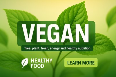 Vegan Nutrition Promotional Graphic with Leaf Elements