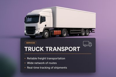 3D Illustration of Truck Transport Services with Integrated Design Elements