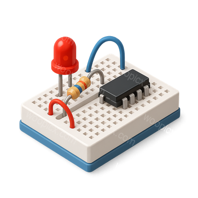3D Icon of a Breadboard with Components