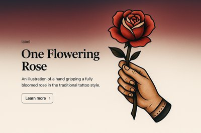Traditional Tattoo Style Rose Illustration with Hand Gripping