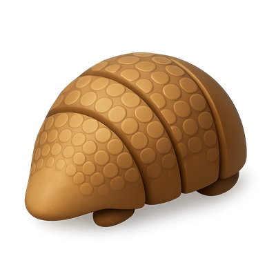 Stylized 3D Armadillo Shell Icon in Isometric View