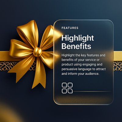 Elegant Gold Bow and Ribbon with Features Highlight