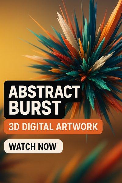 Vibrant 3D Digital Artwork Featuring Abstract Burst Design